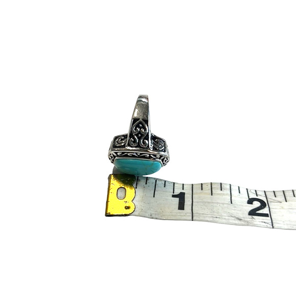 R. H. Macy Silver & Turquoise Rectangle Ring, Size 8, NWT!! - Picture 4 of 5
